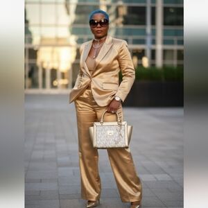 Michael Kors Metallic Gold and Cream Satchel